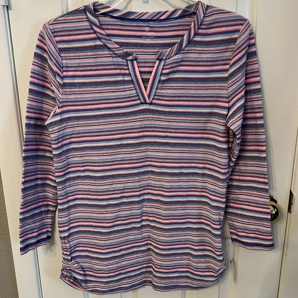 T by Talbots Women’s (XS) Multicolor Striped Pullover Tunic Longsleeve Shirt NWT